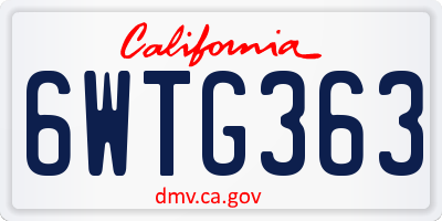 CA license plate 6WTG363
