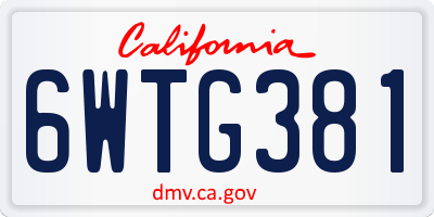 CA license plate 6WTG381