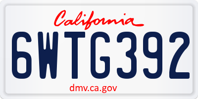 CA license plate 6WTG392