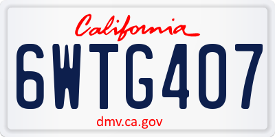 CA license plate 6WTG407