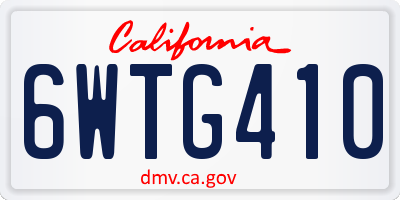 CA license plate 6WTG410