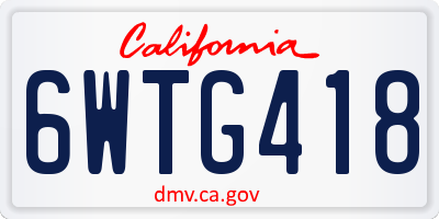 CA license plate 6WTG418