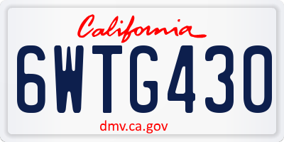 CA license plate 6WTG430