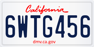 CA license plate 6WTG456