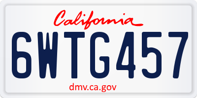 CA license plate 6WTG457