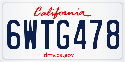 CA license plate 6WTG478