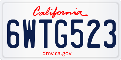 CA license plate 6WTG523