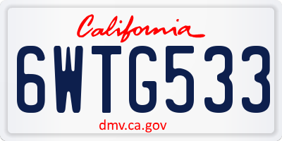 CA license plate 6WTG533