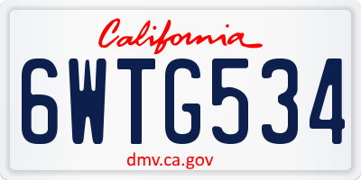 CA license plate 6WTG534