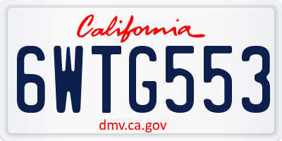 CA license plate 6WTG553