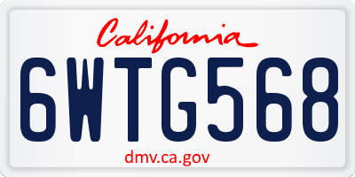 CA license plate 6WTG568