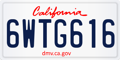 CA license plate 6WTG616