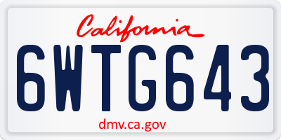 CA license plate 6WTG643