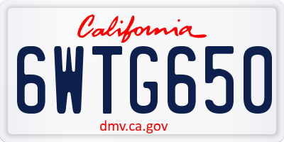CA license plate 6WTG650