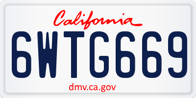 CA license plate 6WTG669