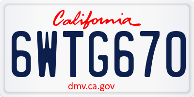CA license plate 6WTG670