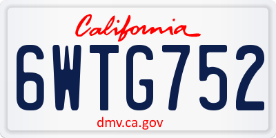 CA license plate 6WTG752