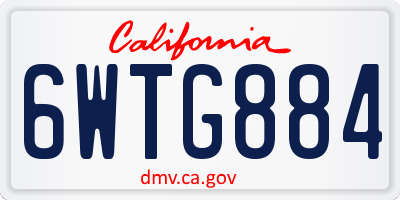 CA license plate 6WTG884