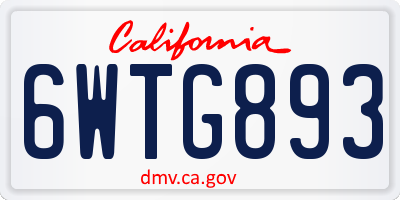 CA license plate 6WTG893
