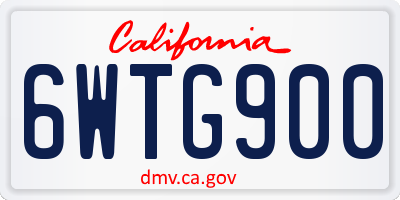 CA license plate 6WTG900