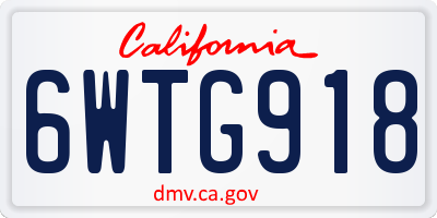 CA license plate 6WTG918