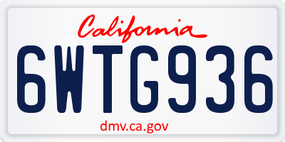 CA license plate 6WTG936