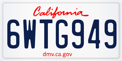 CA license plate 6WTG949