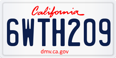 CA license plate 6WTH209