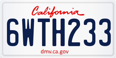 CA license plate 6WTH233
