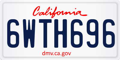 CA license plate 6WTH696