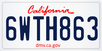CA license plate 6WTH863