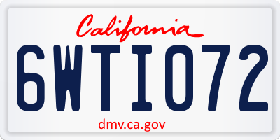 CA license plate 6WTI072