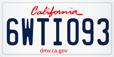 CA license plate 6WTI093