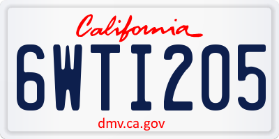 CA license plate 6WTI205