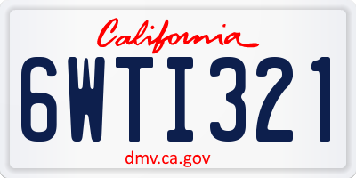 CA license plate 6WTI321