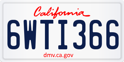 CA license plate 6WTI366