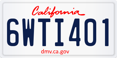 CA license plate 6WTI401