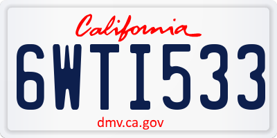 CA license plate 6WTI533