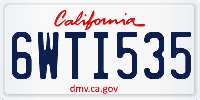 CA license plate 6WTI535