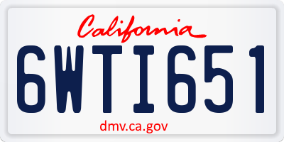 CA license plate 6WTI651