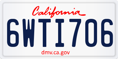 CA license plate 6WTI706