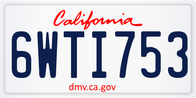 CA license plate 6WTI753