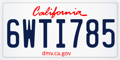 CA license plate 6WTI785