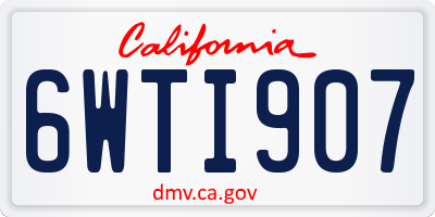 CA license plate 6WTI907