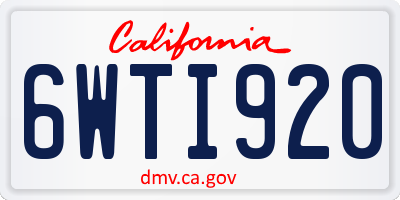 CA license plate 6WTI920