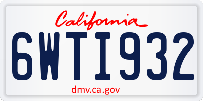 CA license plate 6WTI932
