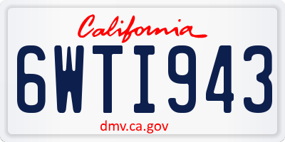 CA license plate 6WTI943
