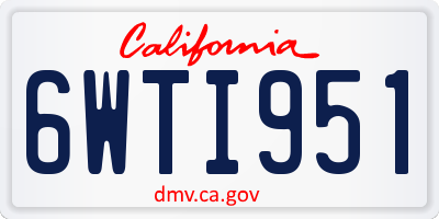 CA license plate 6WTI951