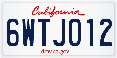 CA license plate 6WTJ012