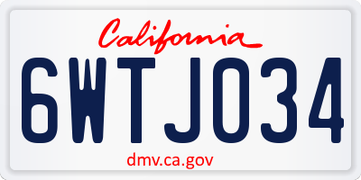 CA license plate 6WTJ034